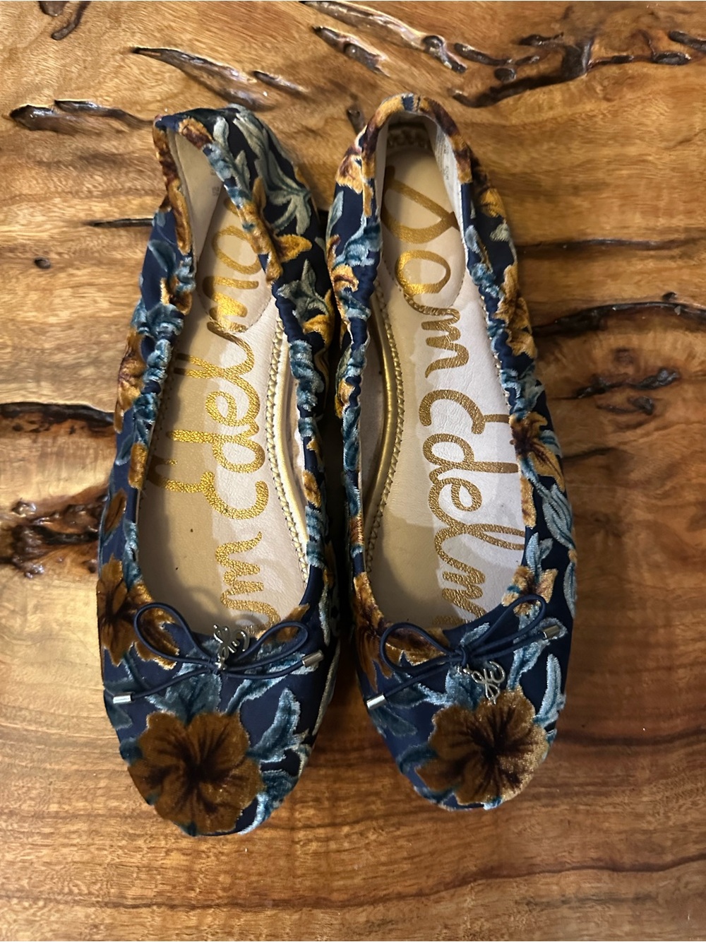 Sam Edelman Felicia Baltic Navy Floral Velvet Ballet Flats Women's Size 8
